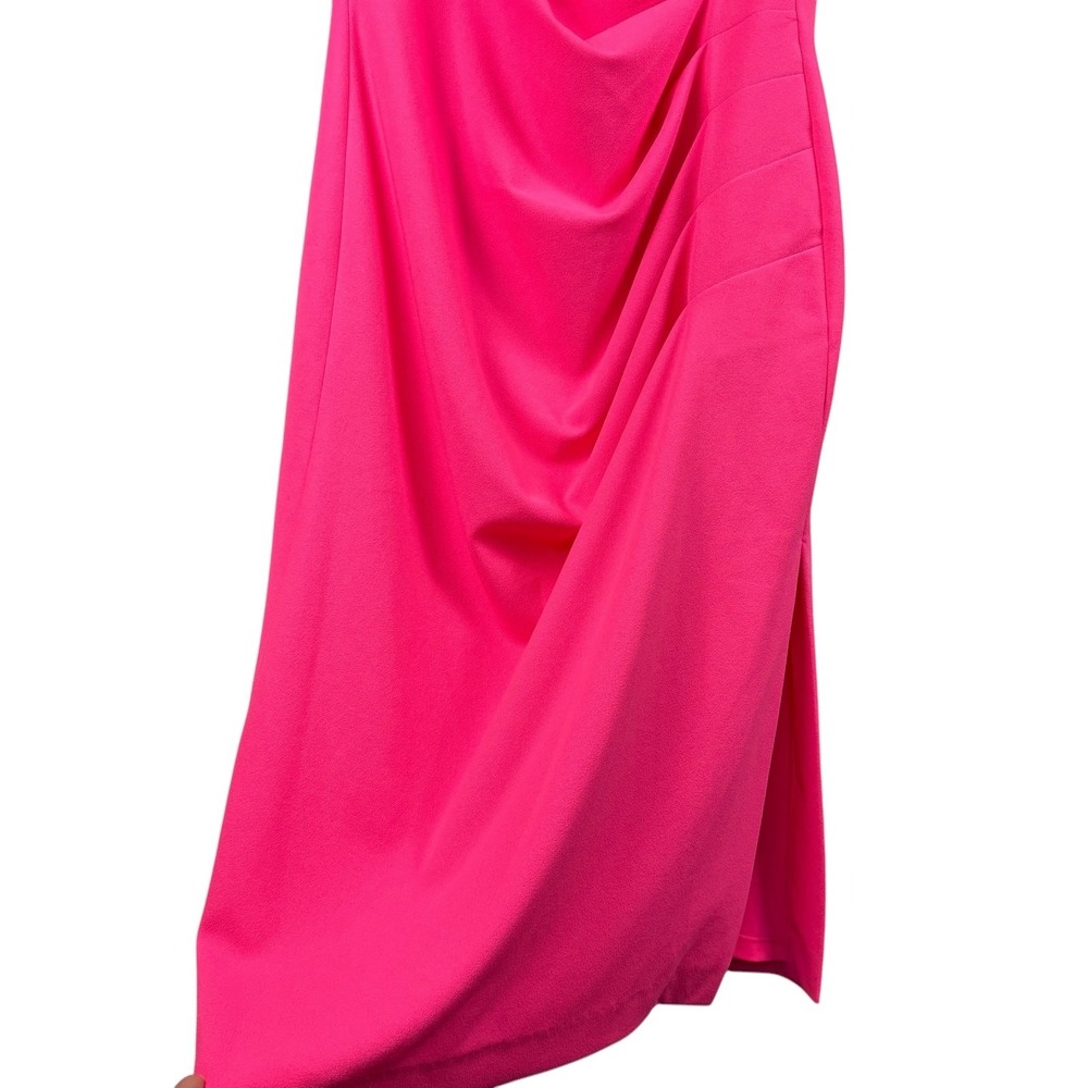 Black Halo Women's Dress 14 Pink Square Neck Short Sleeve Pleated Sheath - Picture 3 of 11